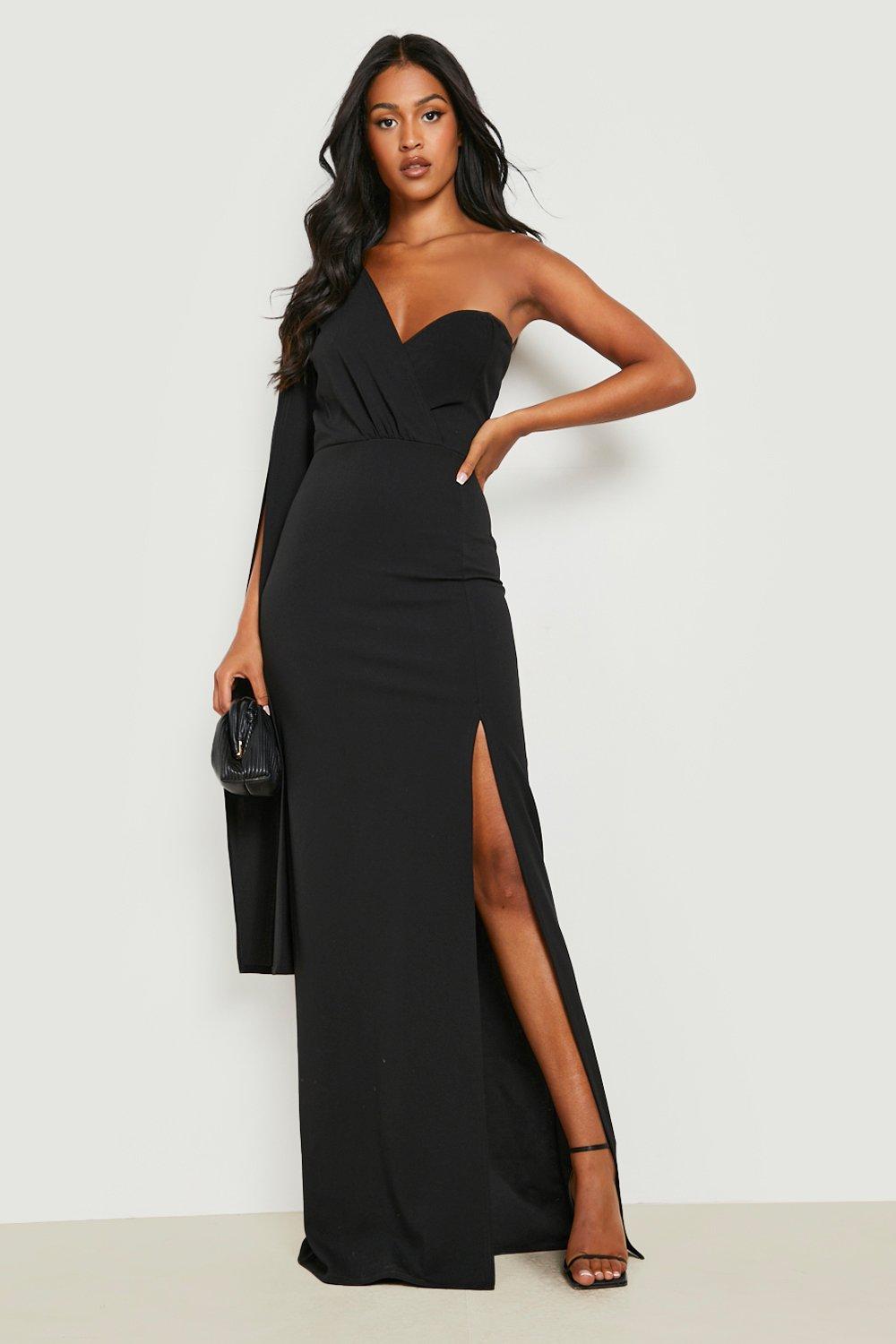 long tall woman in a black dress